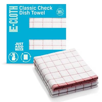 e-cloth Klassisch Kariertes Geschirrtuch, Mikrofaser, Rot, 2er Pack von e-cloth