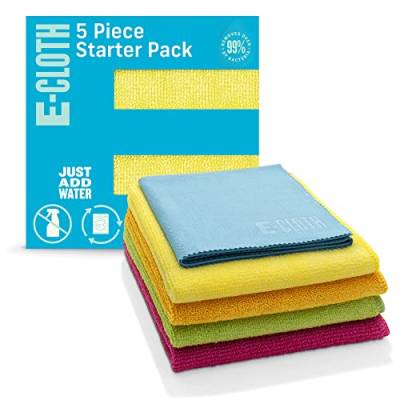 E-Cloth Starter-Reinigungsset, Mikrofaser, Verschiedene Farben, 5 Tuchset, 1 Packung von e-cloth