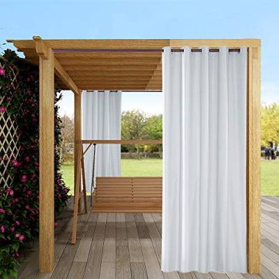 ele ELEOPTION Outdoor Vorhang Wasserdicht,Blickdicht Vorhang Winddicht UV Schutz Sonnenschutz Gardinen für Balkon Garten Hof (Weiß, 2 Stücke / 132 X 244cm) von ele ELEOPTION