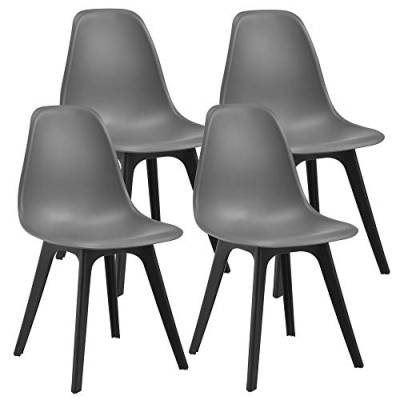 [en.casa] 4X Design Stühle 83 x 54 x 48cm Grau/Schwarz Esszimmer Stuhl Stühle Kunststoff Skandinavisch mit Bodenschoner von [en.casa]