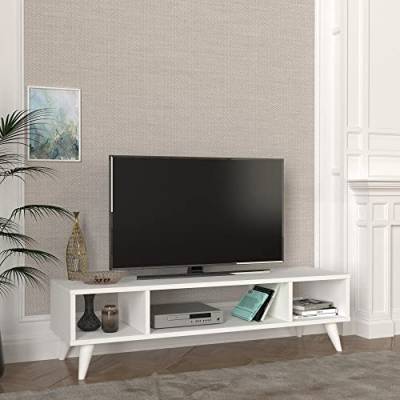 [en.casa] Fernsehtisch Sottunga Fernsehschrank mit 3 Ablagen Lowboard 120x35x40cm TV-Board Weiß von [en.casa]