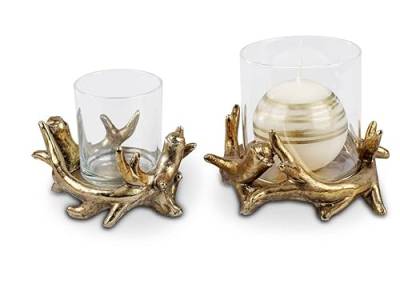 Formano Windlicht Kerzenständer Kerzenleuchter Metall Geweih Advent Tischdeko Leuchter 2er Set von formano