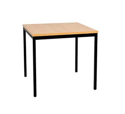 furni24 Schreibtisch-Stahl 80x80x75cm, Buche, TÜV/GS-Einfache Montage, Arbeitstisch, Bürotisch, Küchentisch, Esstisch, Druckertisch Büro-Möbel Arbeitszimmer Computertisch Gaming-Tisch Mehrzwecktisch von furni24