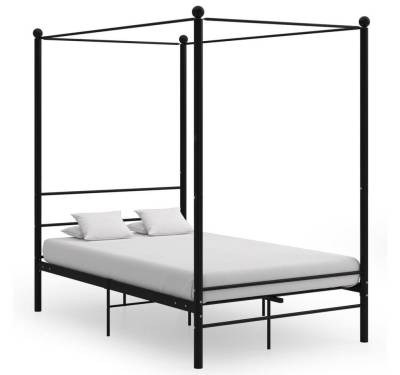 furnicato Bett Himmelbett Schwarz Metall 140x200 cm von furnicato