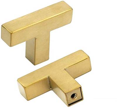 goldenwarm 10 Stück Golden Knob Knauf Vintage Edelstahl Vierkantrohr Messing gebürstet Türgriffe Einzelloch LSJ12GD Kommoden Knauf Stangengriff Schubladegriff Relinggriff von goldenwarm