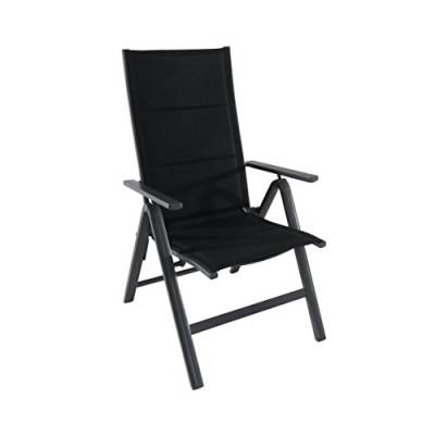 greemotion Klappsessel Grenada anthrazit/schwarz, 7-fach verstellbare Rückenlehne, platzsparender Terassenstuhl, Stuhl mit leichtem Aluminiumgestell, gepolsterte Bespannung aus 2x2 Textilene von Greemotion