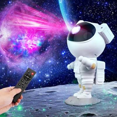 Sternenhimmel Projektor, Astronaut Projektor LED mit Fernbedienung und Timer Sternenprojektor 360° Rotation Geschenk für Kinder und Erwachsene einstellbare Helligkeit und Geschwindigkeit Nachtlicht von hangyiwei