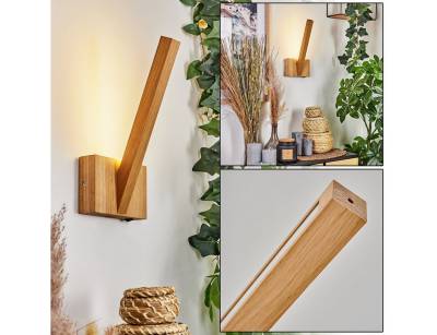 hofstein Wandleuchte moderne aus Wandlampe Holz in Natur, LED fest integriert, 3000 Kelvin, mit An-/Ausschalter am Gehäuse, 3 Watt, 280 Lumen von hofstein