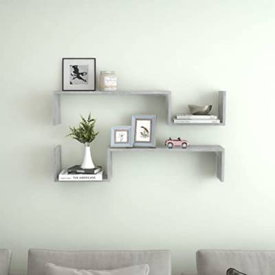 homiuse 100x15x20 cm Wandregale 2 STK. Betongrau BüCherregal Wand Wandregal Holz Regal Wand Wandregal KüChe KüChenregal Wand Regale FüR WäNde HäNgeregal Wandregal Kinderzimmer Wandboard Wall Shelf von homiuse