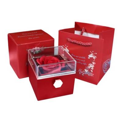 itrimaka Rosen-Schmuckkästchen, Heiratsantragsring-Box, romantische Umkehr-Geschenkbox, 360° drehbare Schmuckschatulle für Heiratsantrag, Verlobung, Hochzeit, Valentinstag von itrimaka