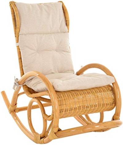 korb.outlet Luxor Schaukelstuhl Rattan Honig/Relaxsessel aus echtem Rattan mit Polsterauflage von korb.outlet