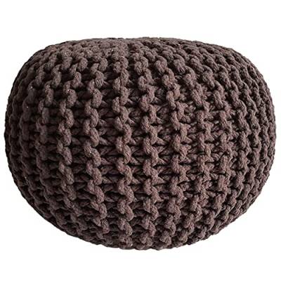 Pouf Ø 45 cm Sitzpouf Sitzpuff Grobstrick-Optik Pouf Strick Bodenkissen Höhe 30 cm Zimt Strickhocker von kreatives Wohnen