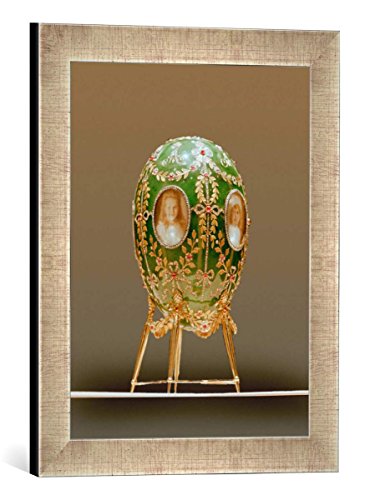 Gerahmtes Bild von AKG Anonymous Fabergé-Ei + Modell Zarskoje Selo/1908, Kunstdruck im hochwertigen handgefertigten Bilder-Rahmen, 30x40 cm, Silber Raya von kunst für alle