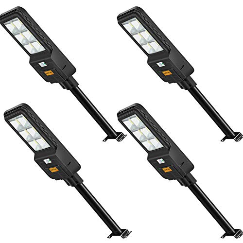 ledmo 4 Pack 300W Solar Straßenlaterne Outdoor Lumen LED Solarenergie Straßenlampe Dämmerung bis zum Morgengrauen für Parkplatz, Hof, Garage und Garten von ledmo