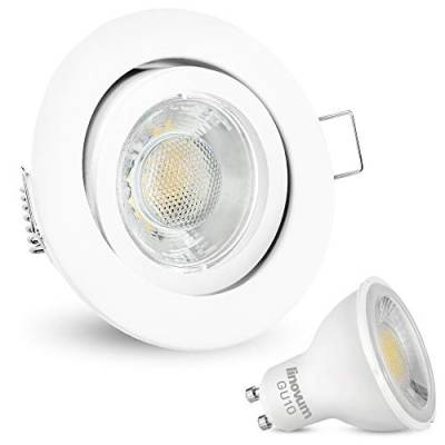 linovum LED Decken Einbaustrahler rund schwenkbar weiß | Einbauleuchte mit 6W neutralweiß 4000K Spot inkl. GU10 Fassung von linovum