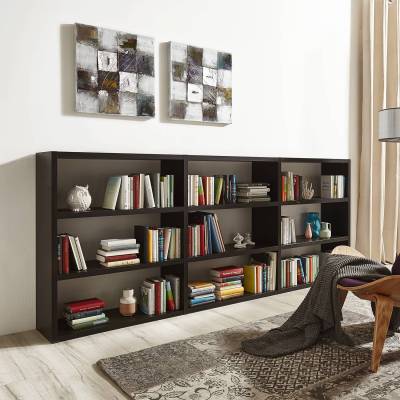 Loftscape Bücherregal Empire Wabenplatte Eiche Schwarzbraun Dekor 276x112x33 cm (BxHxT) von loftscape