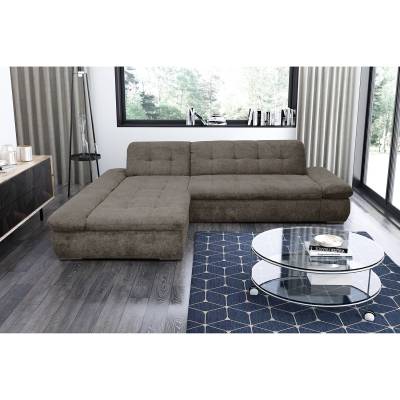 loftscape Ecksofa Lemley Dunkelgrau Webstoff 300x80x172 cm mit Schlaffunktion von loftscape