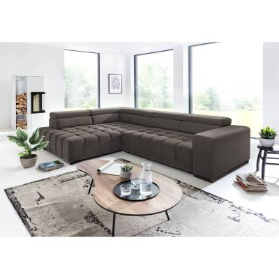 loftscape Ecksofa Masaya Braungrau Microfaser 307x73x201 cm mit Schlaffunktion von loftscape