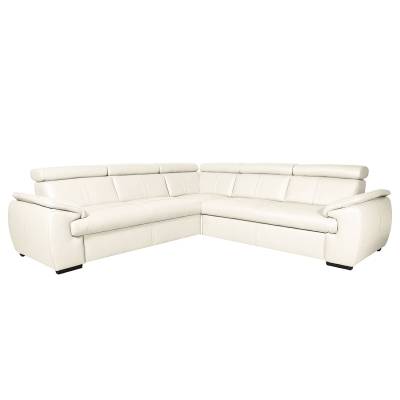 loftscape Ecksofa Olival III Altweiß Echtleder 265x82x265 cm mit Schlaffunktion und Bettkasten von loftscape