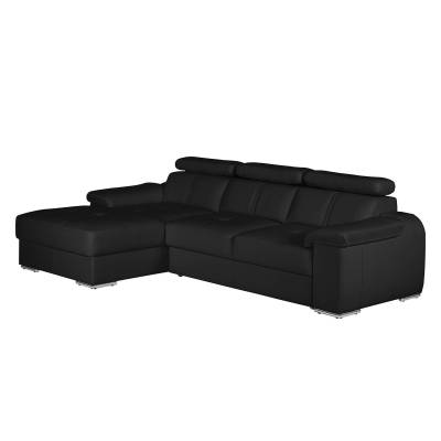 loftscape Ecksofa Tuja Schwarz Kunstleder 286x85x169 cm (BxHxT) mit Schlaffunktion/Bettkasten Modern von loftscape