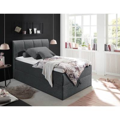 loftscape Polsterbett Lofou 140x200 cm Webstoff Hellanthrazit mit Bettkasten/Topper Modern von loftscape