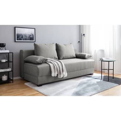 roomscape Boxspring-Schlafsofa Dingo Grau Webstoff 202x85x110 cm mit Schlaffunktion und Bettkasten von loftscape