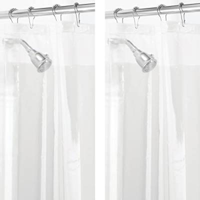 mDesign 2er-Set PEVA Duschvorhang – Duschvorhang Badewanne - Duschvorhang wasserabweisend - 12 verstärkte Metallösen für eine einfache Aufhängung - 182,9 cm x 213,4 cm- transparent von mDesign