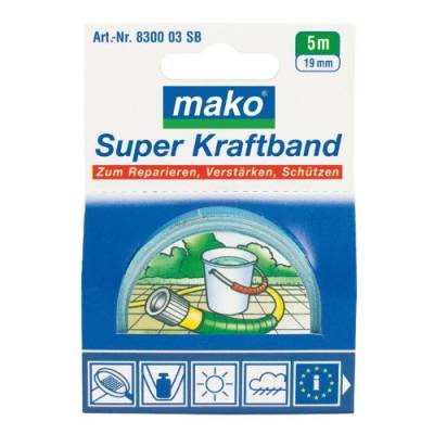 0051, Super-Kraftband für Haushalt u. Garten 19mm x 5m Grau von mako GmbH