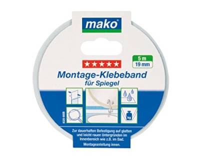 Mako Doppelseitiges Montage Klebeband für Spiegel 19 mm x 5 m von mako GmbH