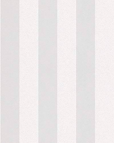 marburg Tapete Weiß Streifen Vliestapete mit Linien glänzend für Wohnzimmer Schlafzimmer PREMIUM QUALITÄT Made in Germany 10,05 x 0,53m Neu 82049 von marburg