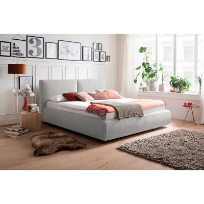 meise.möbel Polsterbett Atesio III 180x200 cm 90% Polyester/10% Baumwolle hellgrau mit Bettkästen/Lattenrost/Matratze von meise.möbel