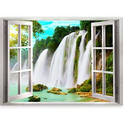 murando 3D WANDILLUSION Wandbild Wasserfall Landschaft Fototapete Poster XXL Fensterblick Vlies Leinwand Panorama Bilder Dekoration Natur Dschungel See 210x150 cm c-C-0131-c-a von murando