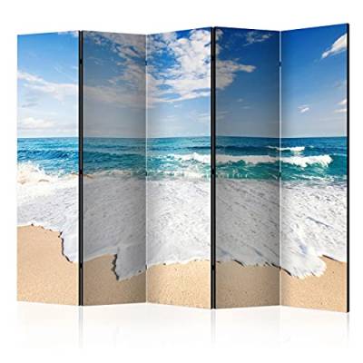 murando Akusticher Raumteiler Landschaft Foto Paravent 225x172 cm beidseitig auf Vlies-Leinwand Bedruckt Akustikschaum Trennwand Spanische Wand Sichtschutz Home Office Meer Strand Sommer c-B-0035-z-c von murando