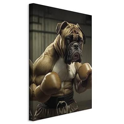 murando Akustikbild Hund lustig Bilder 80x120 cm Akustikschaum Hochleistungsschallabsorber Schallschutz 1 tlg Wandbild Raumakustik Schalldämmung Boxer AI Kunst g-H-10001-b-b von murando