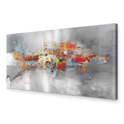 murando - Bilder Abstrakt 80x40 cm Vlies Leinwandbild 1 Teilig Kunstdruck modern Wandbilder XXL Wanddekoration Design Wand Bild - wie gemalt Struktur Textur grau silber bunt von murando