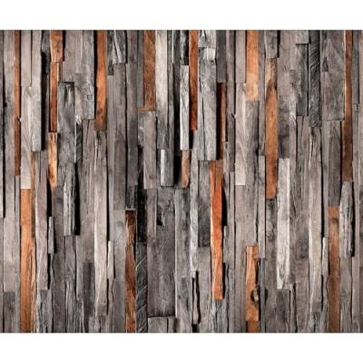 murando Fototapete selbstklebend Bretter Holz 392x280 cm Tapete Wandtapete Klebefolie Dekorfolie Tapetenfolie Wand Dekoration Wandaufkleber Wohnzimmer Optisch 3d orange braun beige grau von murando