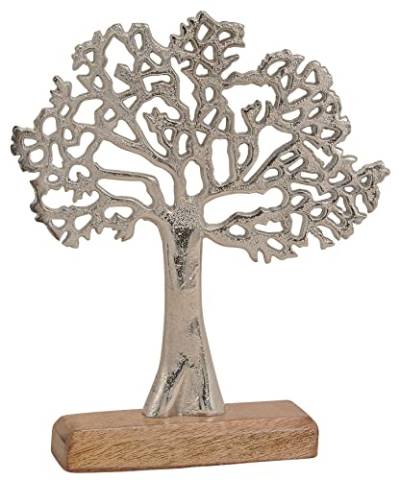 mygoodtime Lebensbaum Figur Skulptur Mangoholz Holz Metall Deko Geschenk (32cm) von mygoodtime