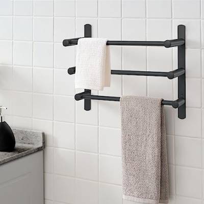 [neu.Haus] Handtuchhalter Harjavalta aus Edelstahl Badetuchhalter 32 x 40 x 12,5 cm für Bad Küche Toilette Schwarz von Neuhaus