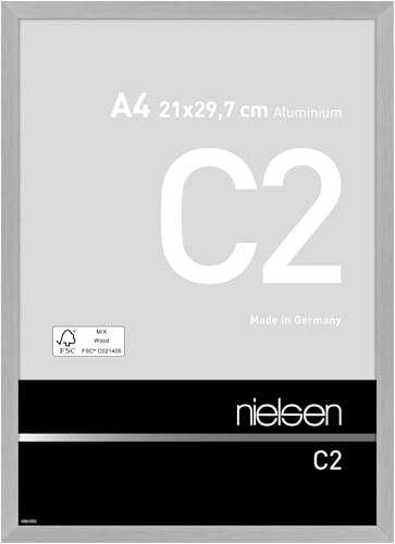 nielsen Aluminium Bilderrahmen C2 Acrylglas, 21,0x29,7 cm (A4), Struktur Silber matt von nielsen