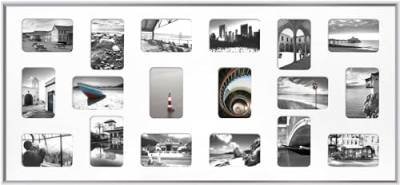 nielsen Aluminium Bilderrahmen Pixel-Collage, 109,2x49,5 cm - 18x 10x15 cm, Silber Matt von nielsen