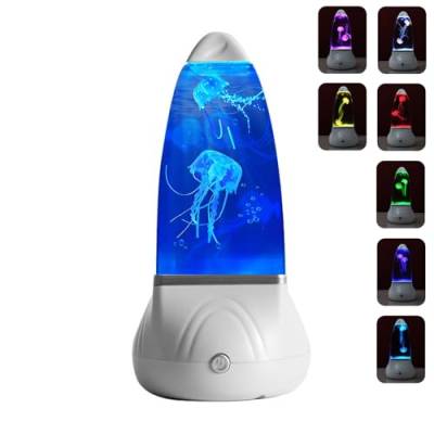 niuniaj Quallen Lavalampe,Quallen Lampen,LED Jellyfish Lava Lamp,7 Farbwechsel-Modi,Stimmungslicht Dekoration für Zuhause Büro (Weiß) von niuniaj