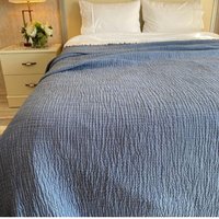Musselin Decke, Denim Blau Doppelseitige Geschenk Gemütliche Baumwoll Dekoration Gaze Weiche Tagesdecke von optimumlinen