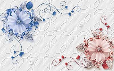 BILD TAPETE PAPERMOON, Muster mit Blumen rot blau,VLIES Fototapete, Digitaldruck, ink. KLEISTER, verschiedene Größen von papermoon