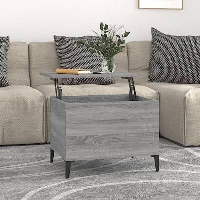 puraday Couchtisch 60x44,5x45 cm Holzwerkstoff Couchtisch Quadratisch Couchtisch Industrial Wohnzimmer Möbel Couchtisch Holz Beistelltisch Holz Grau Sonoma Beistelltisch Wohnzimmer von puraday