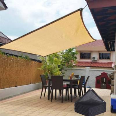 Sonnensegel, Schattierungsnetz Rechteckig mit 10m Seile, Sonnensegel Balkon 95% UV-Schutz Schattiernetz Geeignet für Balkon Schwimmbad Terrasse Garten Camping Outdoor (3x3m, Beige) von routinfly