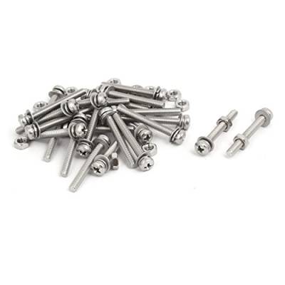 sourcing map 25 Sets M3x25mm 304 Edelstahl Kreuz Flacher Kopf Schraube Mutter mit Dichtung DE de von sourcing map