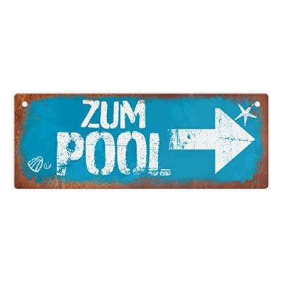 Zum Pool Pfeil rechts Metallschild in Rostoptik schönes Blechschild für den Pool als besondere Pooldekoration oder Geschenk für Poolbesitzer um die Richtung anzuzeigen von speecheese