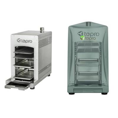 tepro 3184 Gasgrill Toronto Steakgrill, Keramik-Infrarotbrenner max. 3 kW & 8413 Abdeckhaube Universal für Steakgrill, anthrazit (58,5 x 28,5 x 39 cm) von tepro