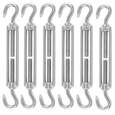 6 Stück Spannschlösser Seilspanner, 304 Edelstahl Verstellbare Spannschloss Haken M6 CC, Spannhaken für Sonnensegel, Seil, Oder Wäscheleine zu Spannen (Silber) von thirei