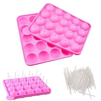 thirei Cake Pop Formen Backen, Silikon Lutscher Formen Tablett DIY Süßigkeiten Schimmel Werkzeug ，2 Stück Silikon Lollipop Formen, Cake Pop Sticks mit 100 Stück für Süßigkeiten von thirei